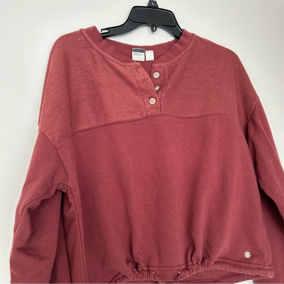 Roxy Henley Pullover Crop Sweatshirt Top - Picture 4 of 13